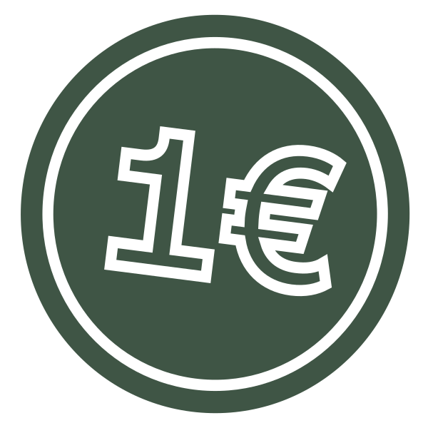 Spende Symbol mit 1 Euro Zeichen in grünem Kreis dargestellt für einfache Spendenaktionen.