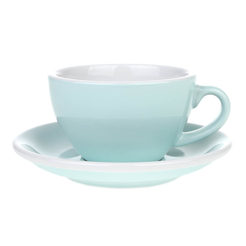 Loveramics Cappuccino Tasse in Hellblau mit passender Untertasse aus Porzellan, 200 ml Fassungsvermögen.