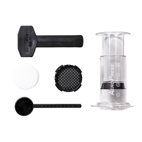 Aerobie AeroPress Kaffee-Zubereiter inkl. 100 Filtern mit Zubehör für aromatischen Kaffee unterwegs.