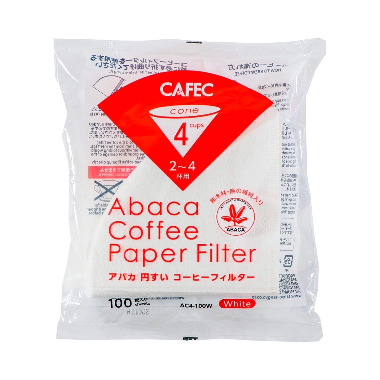 Abaca Papierfilter - 100er Packung, nachhaltige Abaca Kaffee Filter für Hario V60 und Handfilter.