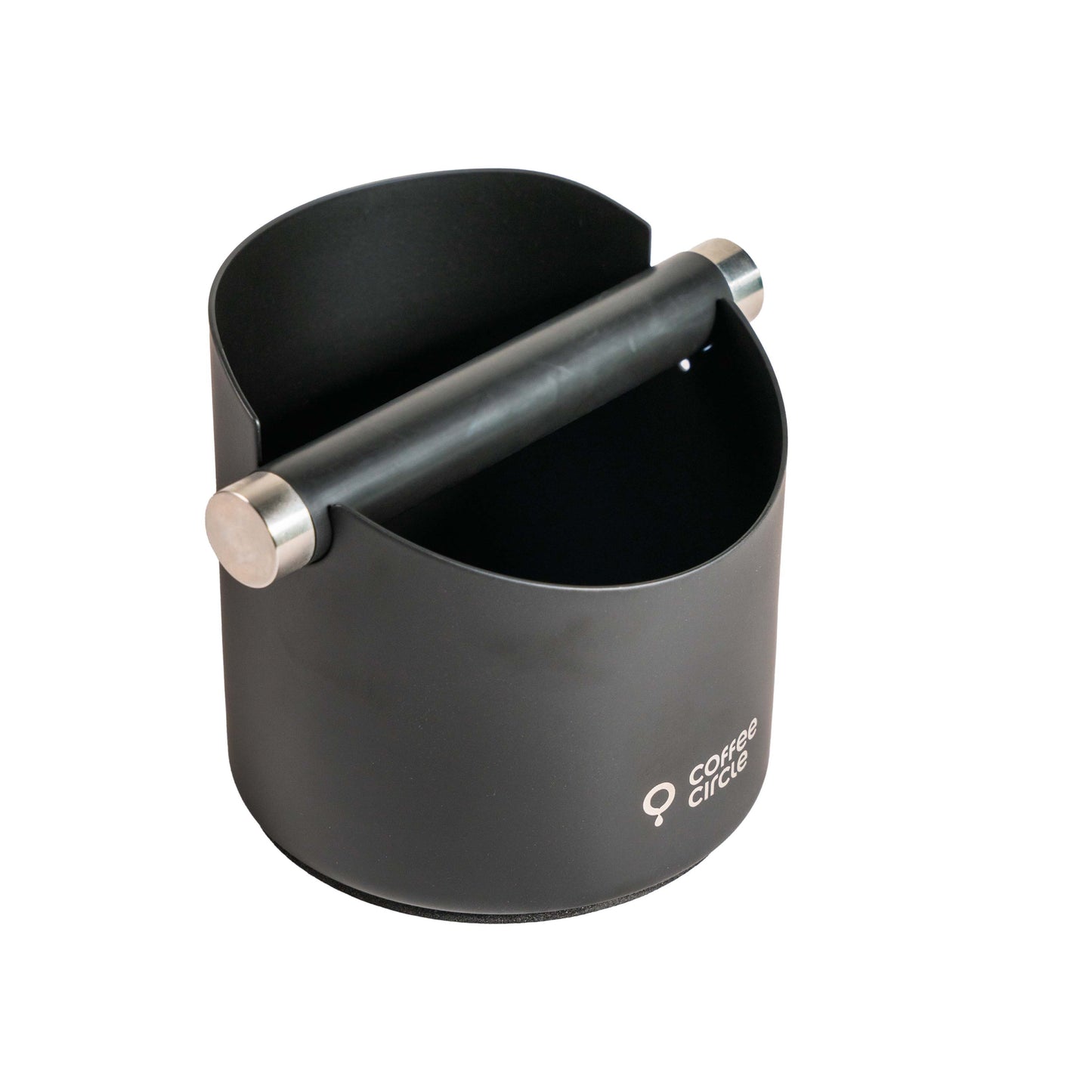 Coffee Circle Abschlagbox für saubere Barista-Ecke, kompakt und praktisch aus schwarzem Metall.