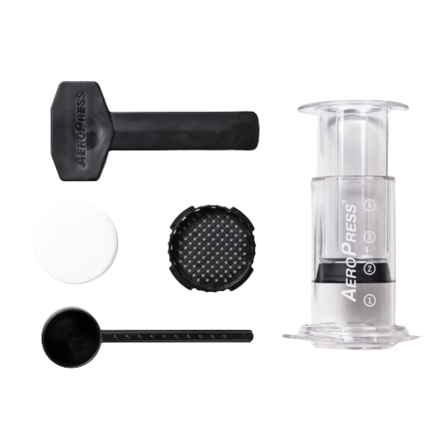 Aerobie AeroPress Kaffee-Zubereiter inkl. 100 Filtern mit Zubehör für perfekten Kaffee unterwegs.