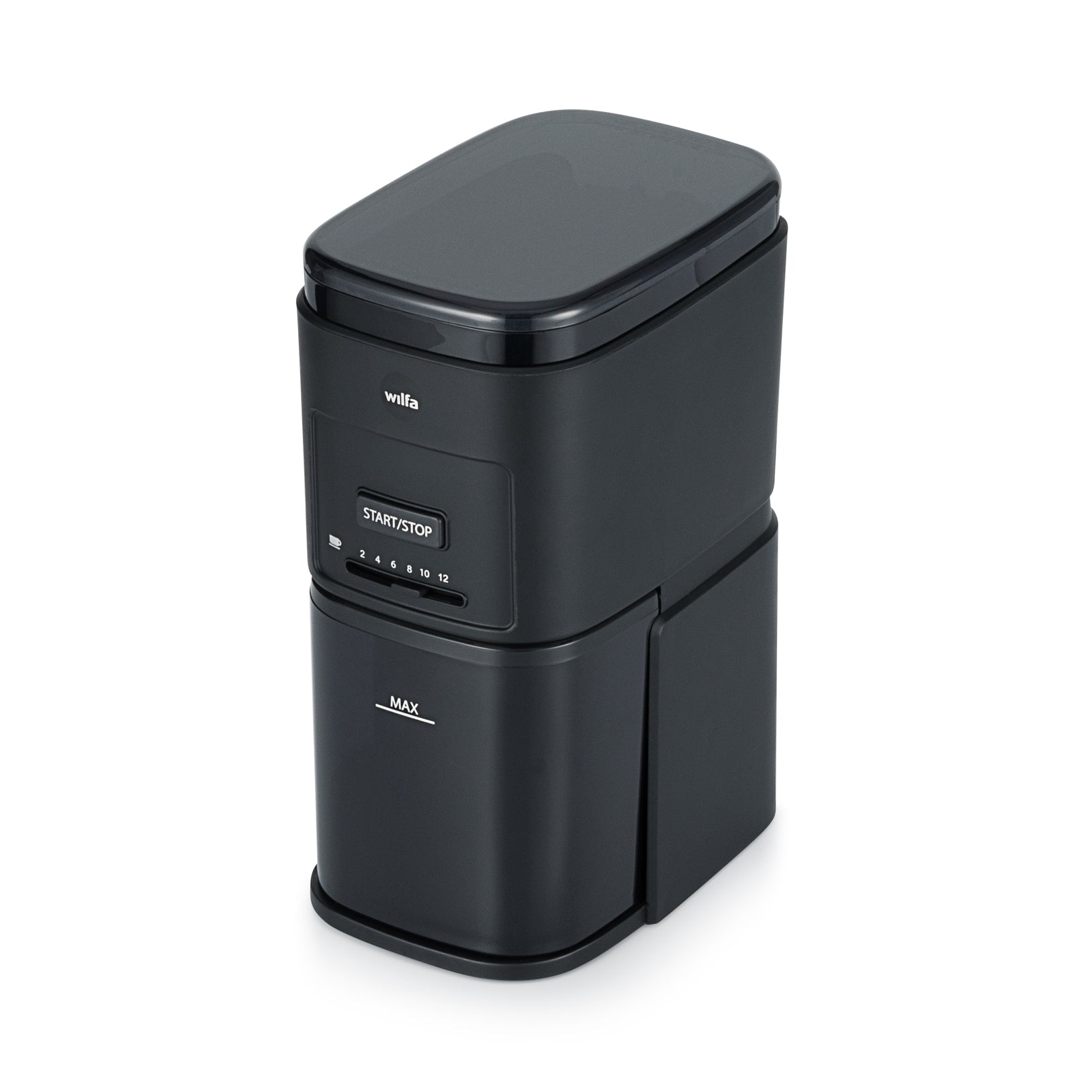 Wilfa DAILY CG2G-260 Kaffeemühle in Schwarz mit 12 Mahleinstellungen und 260g Bohnenbehälter.