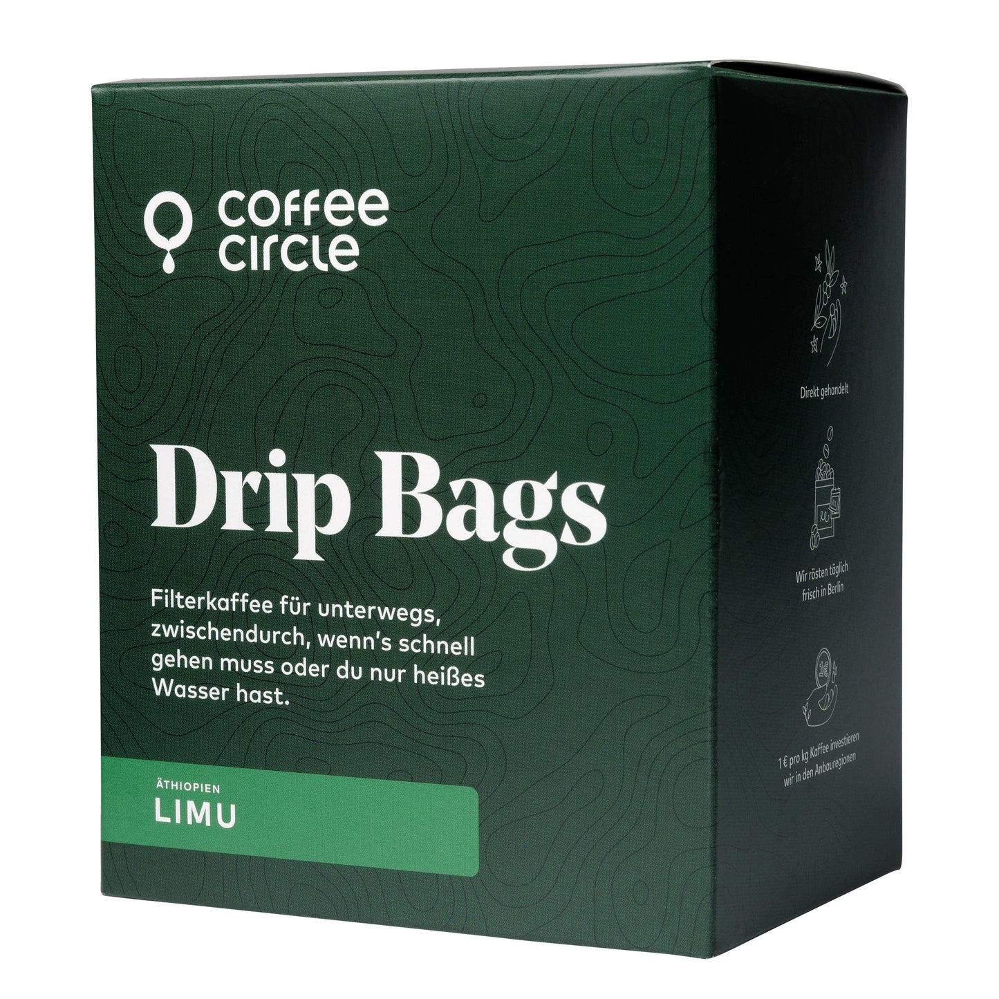 Drip Bags Filterkaffee für unterwegs, schnell und einfach mit heißem Wasser zuzubereiten.