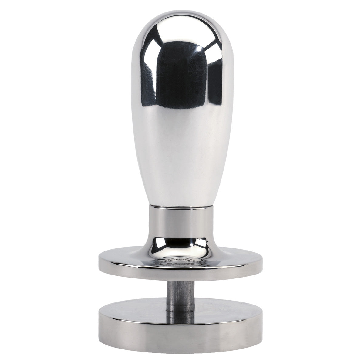 ECM Tamper druckregulierend aus Edelstahl und Aluminium für perfekten Espresso mit 58 mm Durchmesser.
