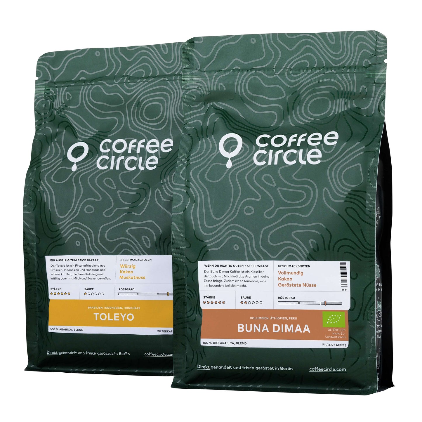 Filterkaffee Set dunkle Röstung mit zwei kräftigen 100% Arabica Blends von Coffee Circle