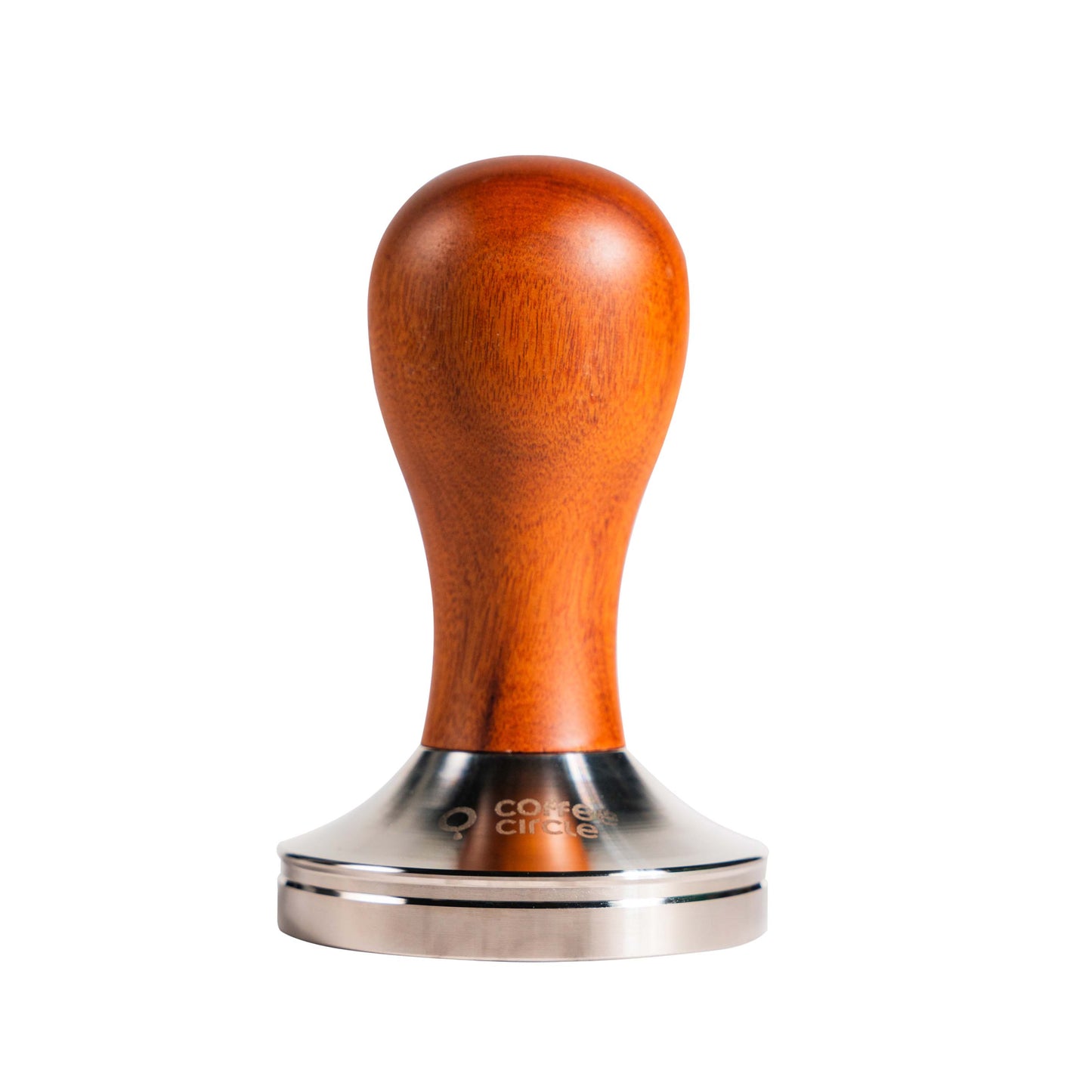 Coffee Circle Tamper aus rotem Rosenholz mit ergonomischem Griff und 58 mm Durchmesser für perfekten Espresso