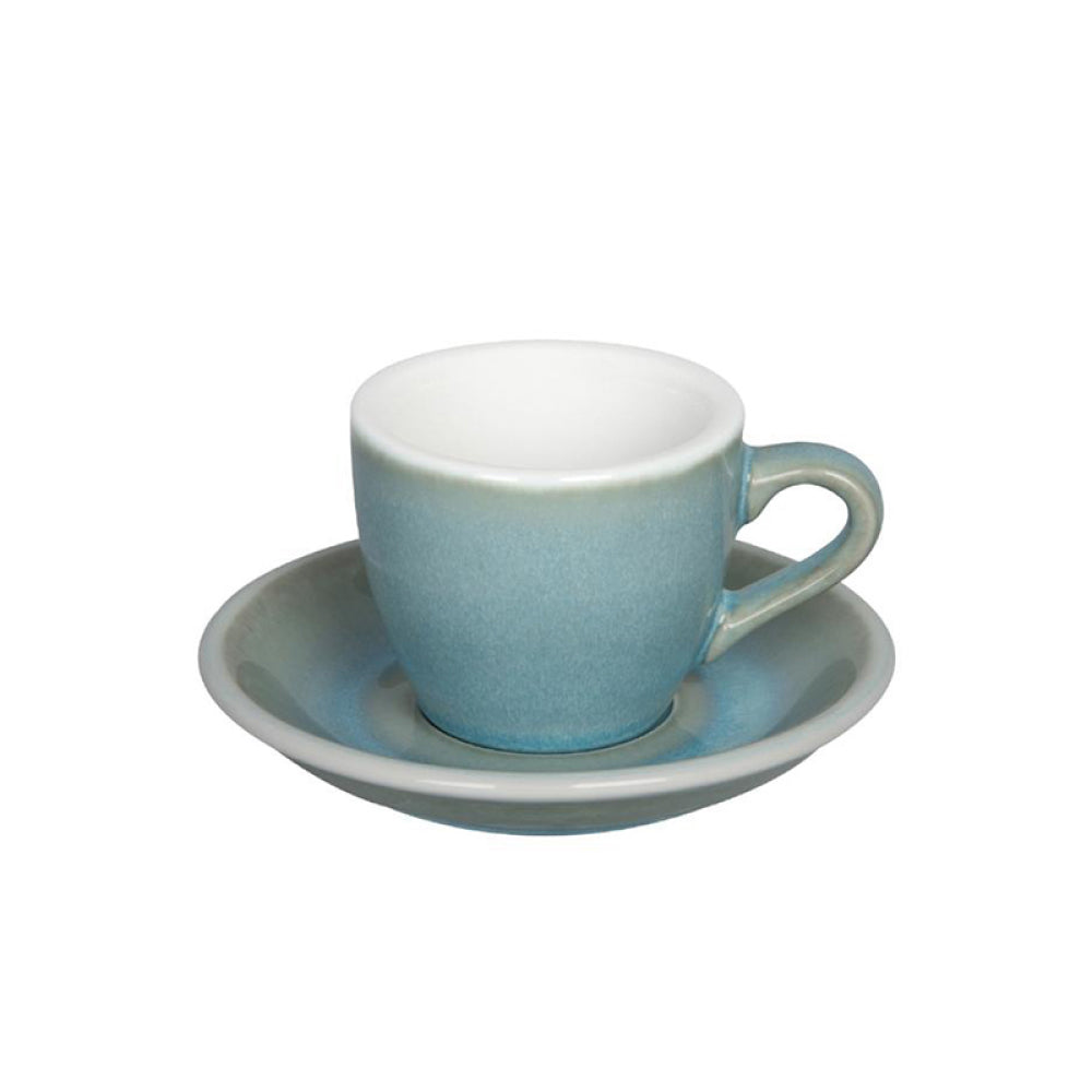 Loveramics Espresso Tasse aus Porzellan in Blau mit passender Untertasse für 80 ml Espresso