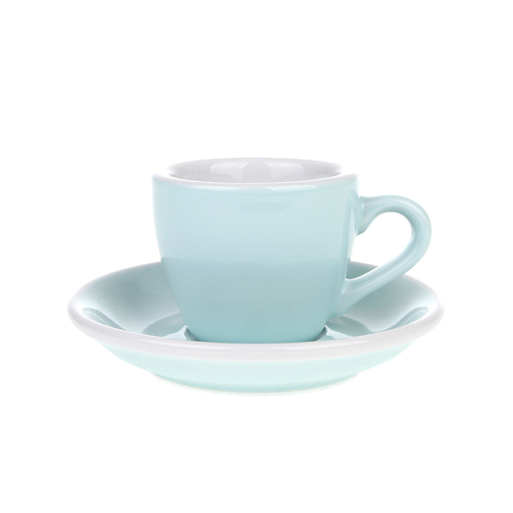 Loveramics Espresso Tasse in Hellblau mit passender Untertasse aus Porzellan, 80 ml Fassungsvermögen