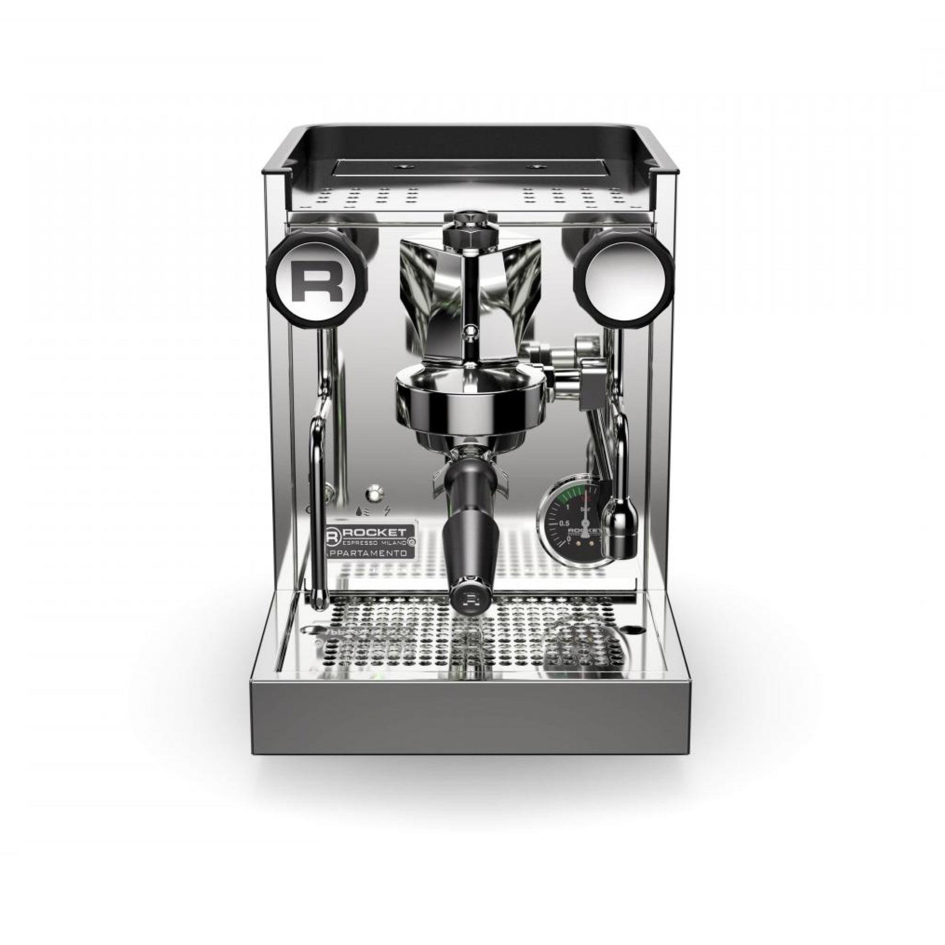 Rocket Appartamento TCA Espressomaschine in Edelstahl mit Zweikreis-System und Vibrationspumpe.
