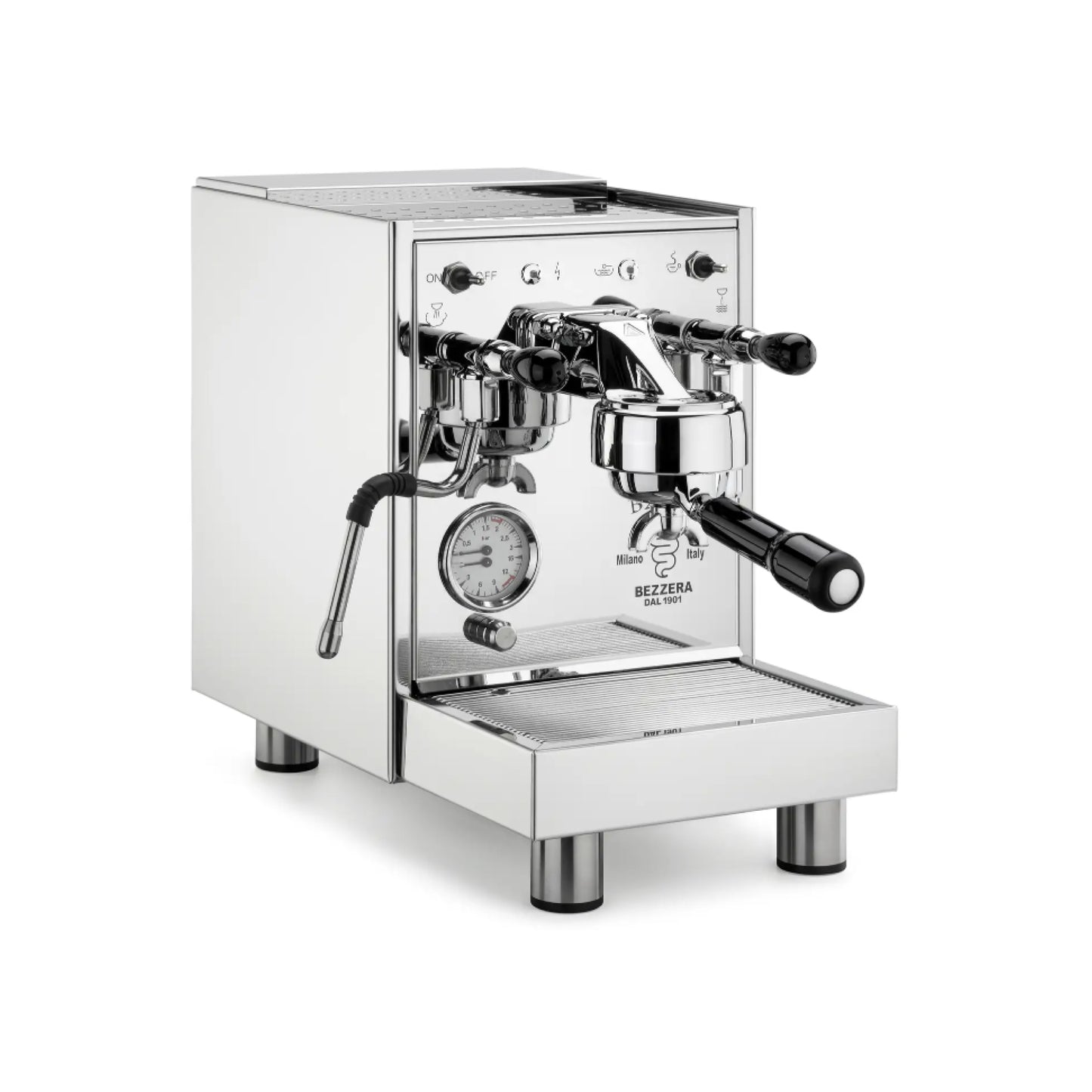 Bezzera BZ10 S PM Espressomaschine in Edelstahl mit Kippventil und Manometer für Espressozubereitung