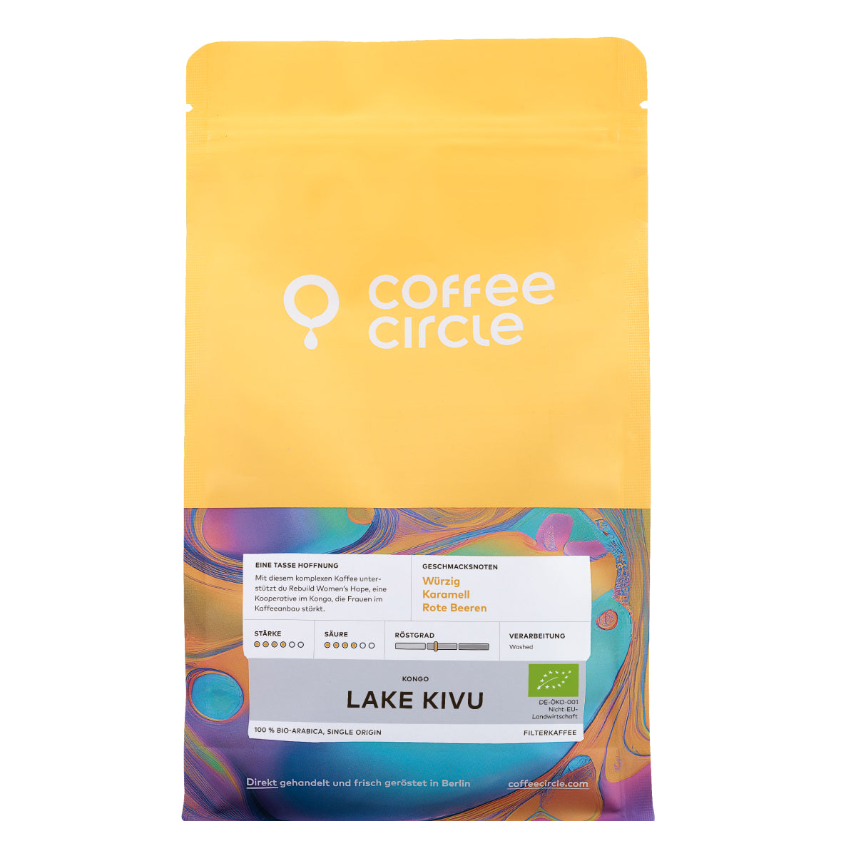 Lake Kivu Kaffee von Coffee Circle, bio, unterstützt Frauenkooperative im Kongo mit komplexem Geschmack.