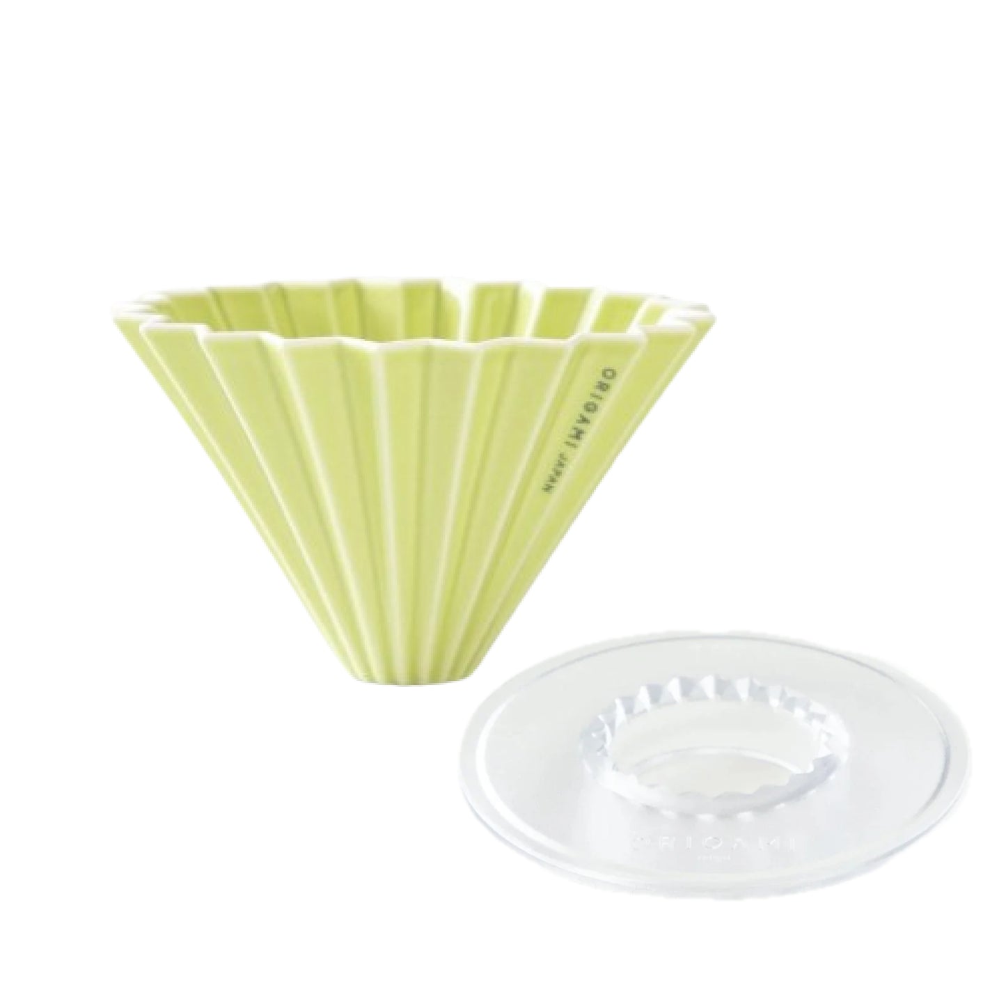 Origami Handfilter Dripper Set aus Porzellan in Hellgrün mit passendem Halter für Aromakaffee