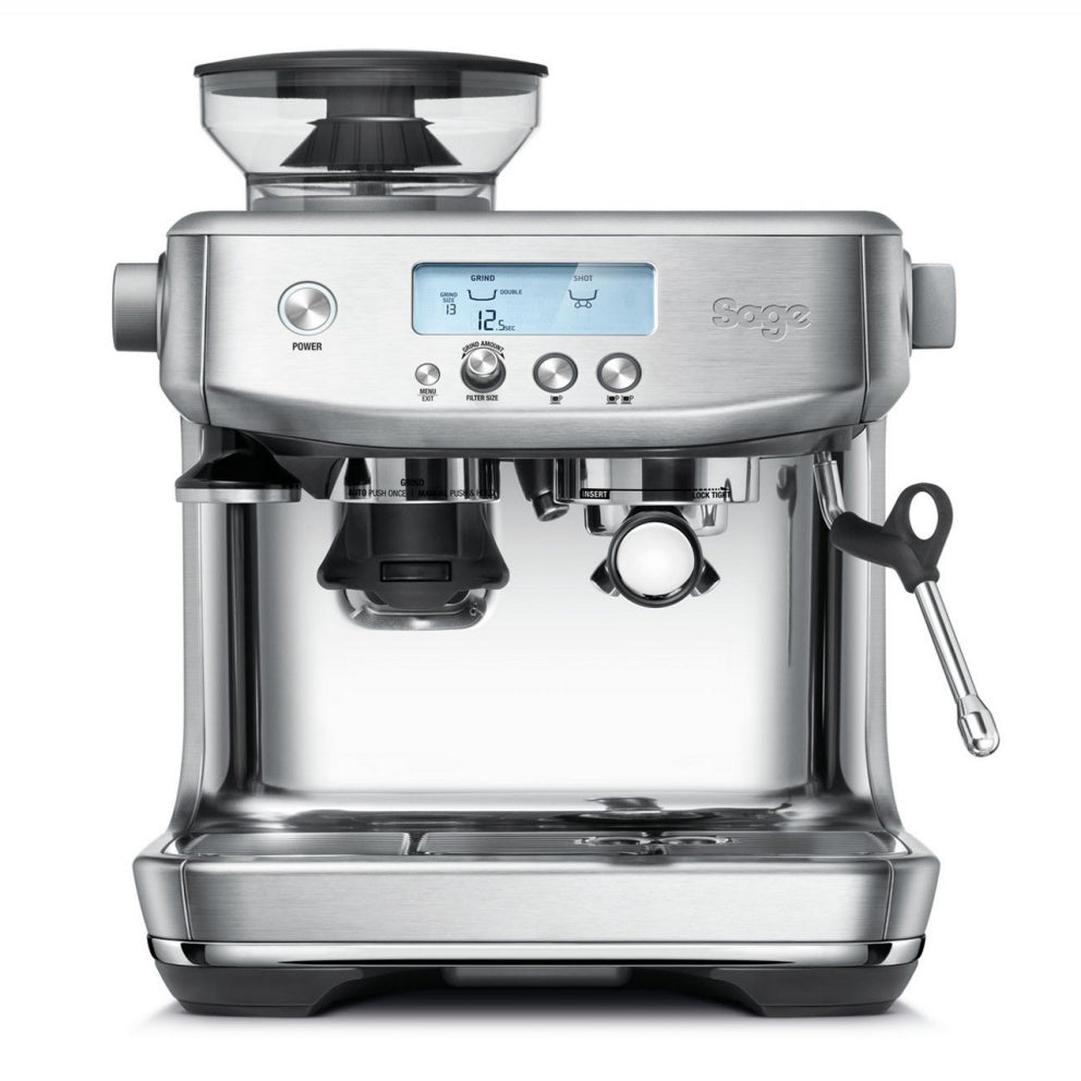 Sage Barista Pro Espressomaschine aus Edelstahl mit integriertem Kegelmahlwerk und digitalem Display