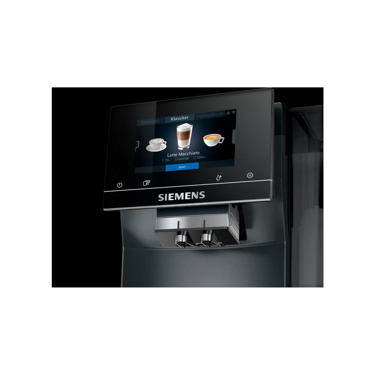 Siemens EQ. 700 Vollautomat mit großem Full-Touch-Display und individuellen Kaffeekreationen.
