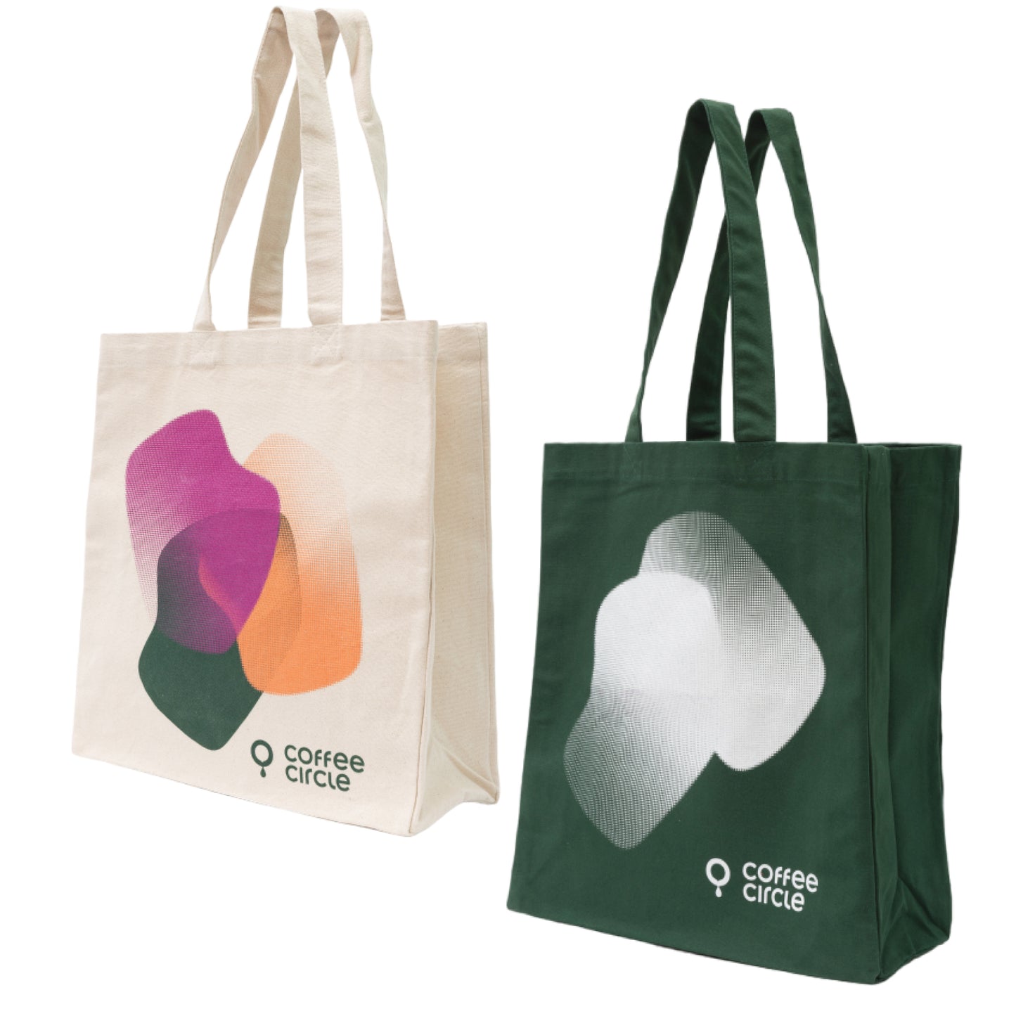 Coffee Circle Tote Bag aus fairer Baumwolle in zwei Farben, robust und ideal für Alltag und Einkaufen.