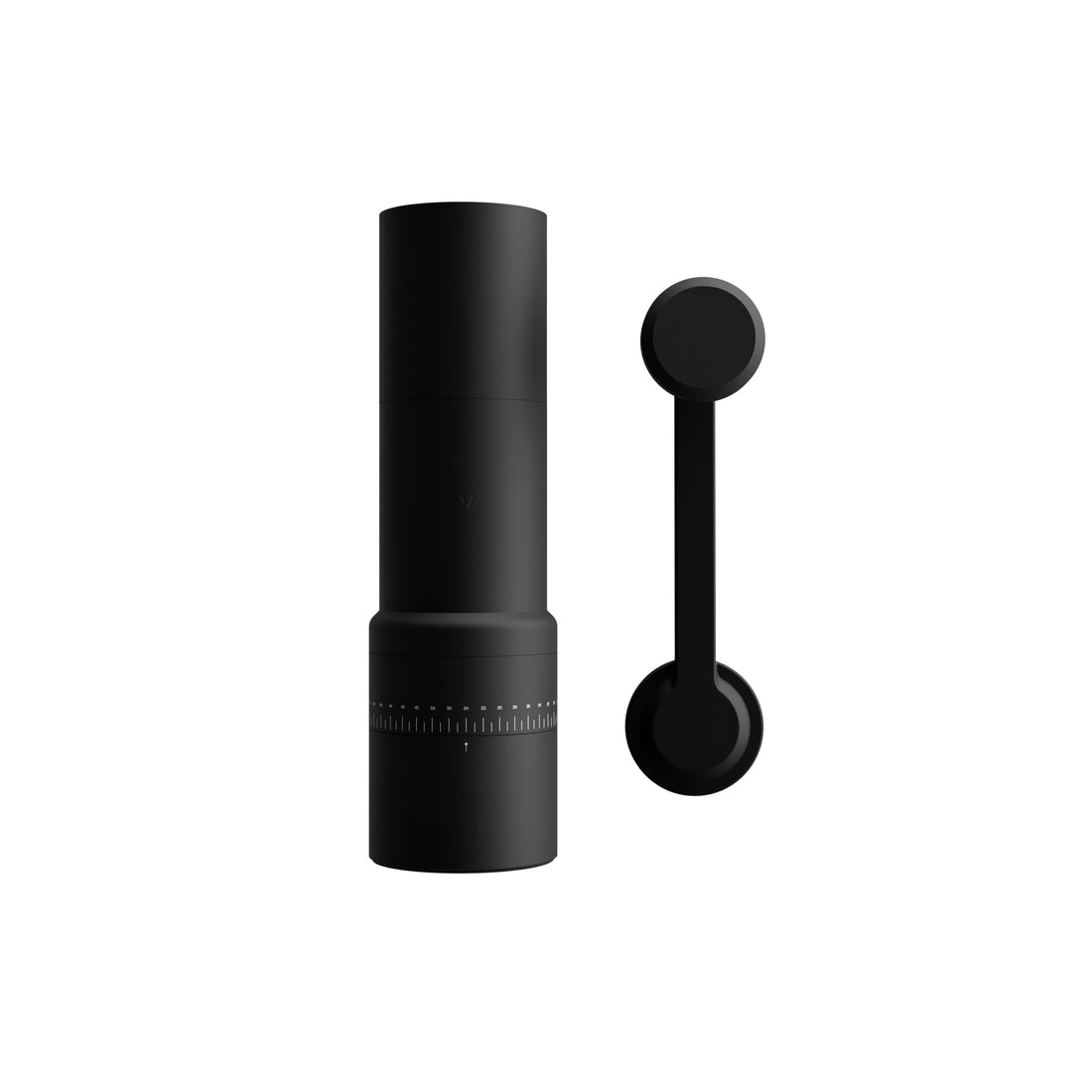 Varia EVO Hybrid Mühlen Set mit schwarz mattem Design und verstellbarer Mahlgradskala.