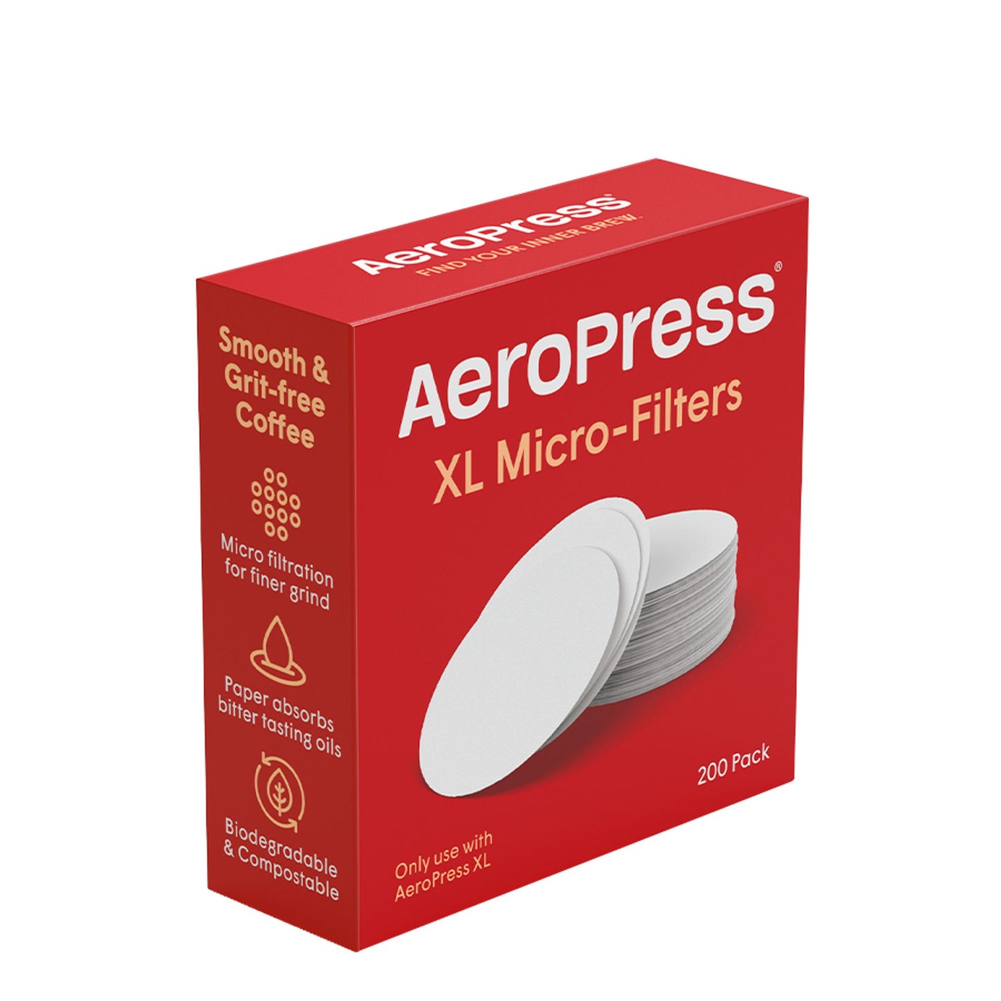 AeroPress XL Micro-Filter 200er Packung, kompostierbare Papierfilter für sauberen Kaffeegenuss.