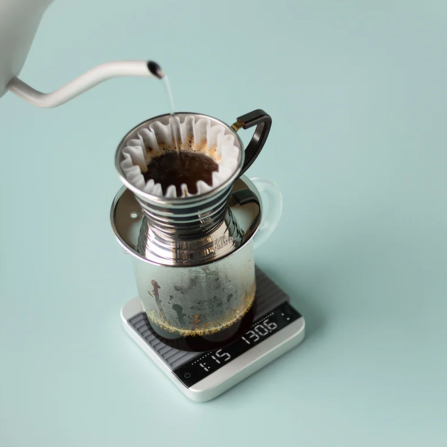 Acaia Lunar - Baristawaage digital misst präzise Kaffee und Flüssigkeit mit App und USB-C Anschluss.