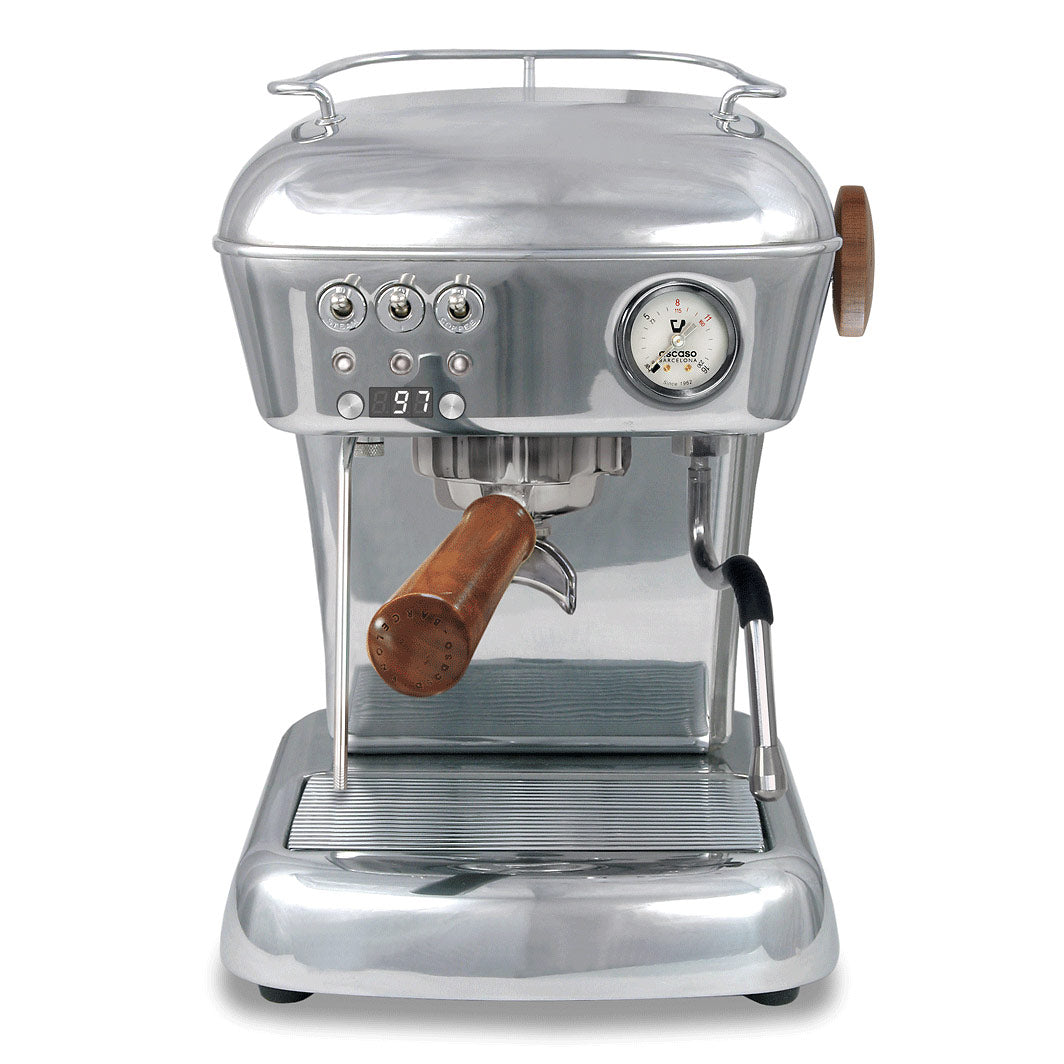 Ascaso Dream PID Espressomaschine mit Retro-Design, Präzisionsmanometer und temperaturgesteuerter Brühqualität.