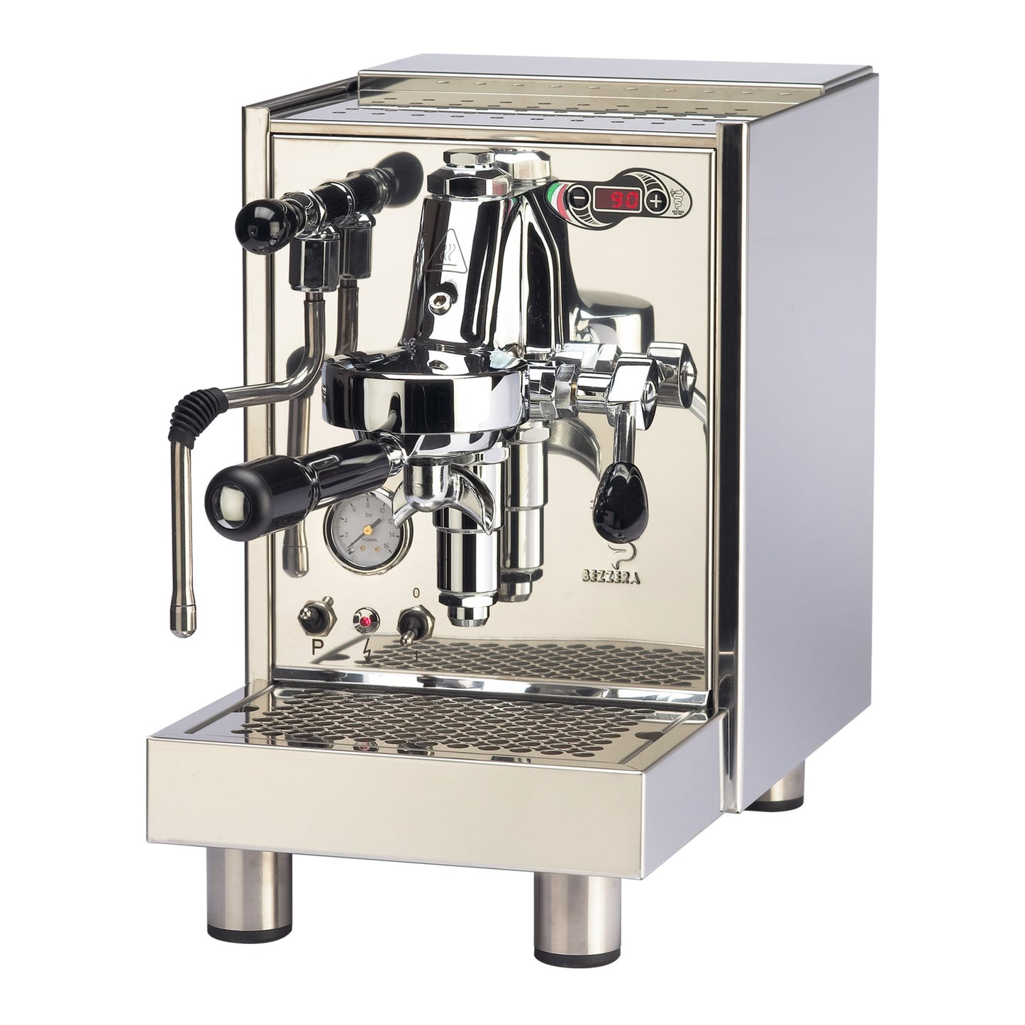 Bezzera Unica P.I.D. Espressomaschine in Edelstahl mit professioneller Faema E61-Brühgruppe und PID-Steuerung.