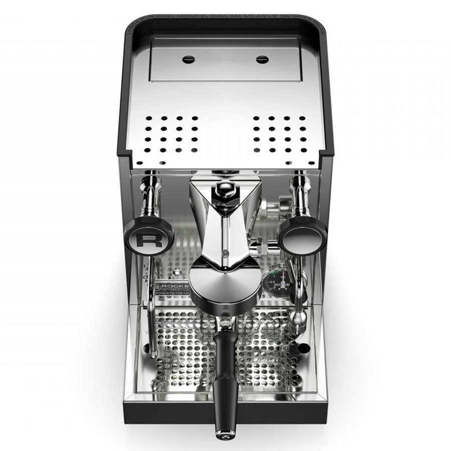 Rocket Appartamento TCA Espressomaschine in Edelstahl mit Zweikreis-System und energieeffizienter Standby-Funktion.