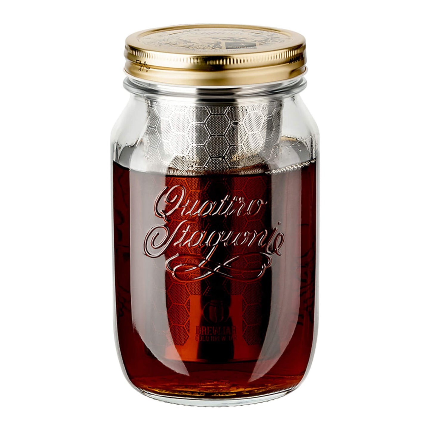 Brewjar Cold Brew Jar Glas mit Edelstahlsiebeinsatz und luftdichtem Verschluss für Cold Brew Kaffee