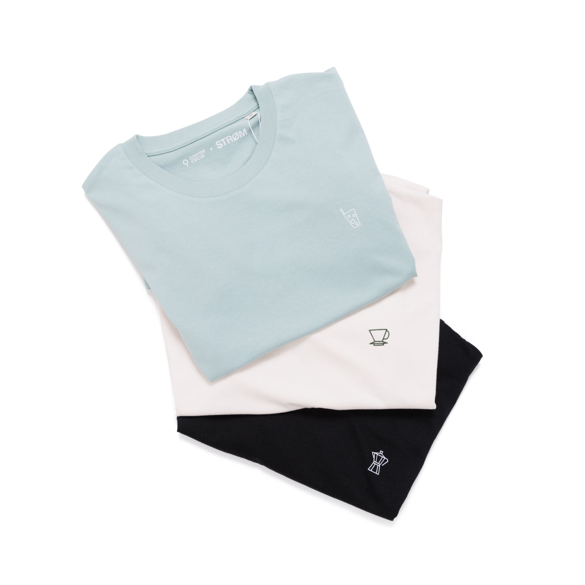 Coffee Circle T-Shirt – Limited Edition in drei Farben aus 100% Bio-Baumwolle, nachhaltig und fair produziert.