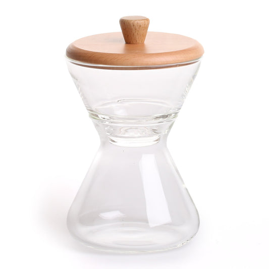 Chemex Milch & Zucker Set aus Borosilikatglas mit Holzdeckel im Design der Chemex-Karaffe