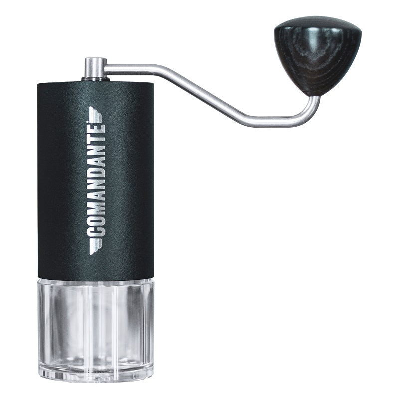 Comandante C40 MK4 Nitro Blade Kaffeemühle mit präzisem Mahlwerk und transparentem Mahlbehälter.