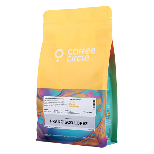 Espresso Francisco Lopez von Coffee Circle mit cremiger Textur und schokoladigem Geschmack aus Guatemala
