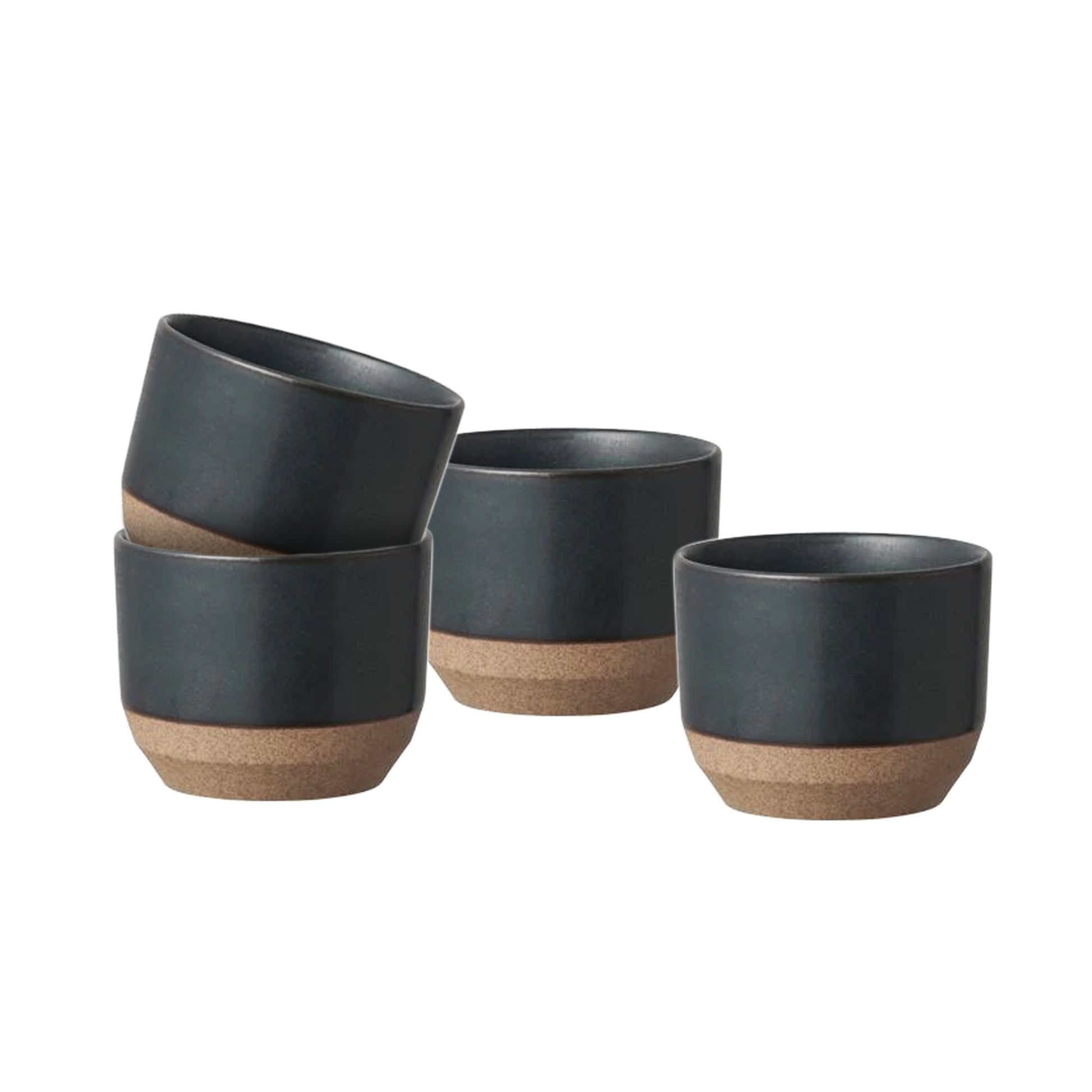 Kinto CLK-151 Set Kaffeebecher in Schwarz, stapelbar, 180 ml, hochwertiges japanisches Material, spülmaschinenfest.