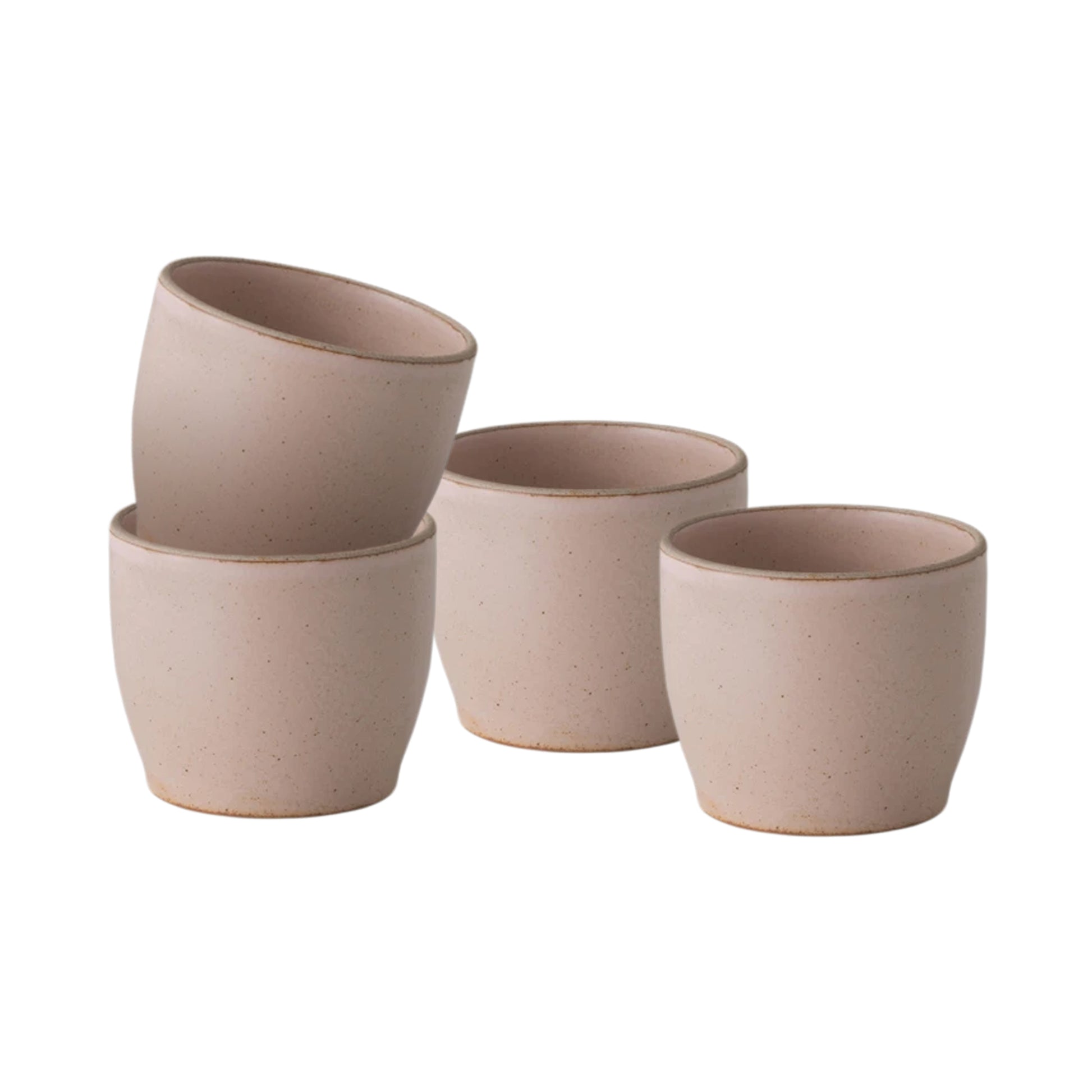 Kinto Nori Set – vier stapelbare rosa Porzellan Kaffeebecher, 200 ml, spülmaschinenfest, Japan Qualität.