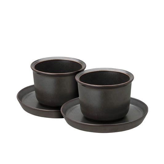 Kinto Leaves to Tea Cappuccino Tasse mit schwarzer Untertasse, schlichtes Design, 160 ml Fassungsvermögen