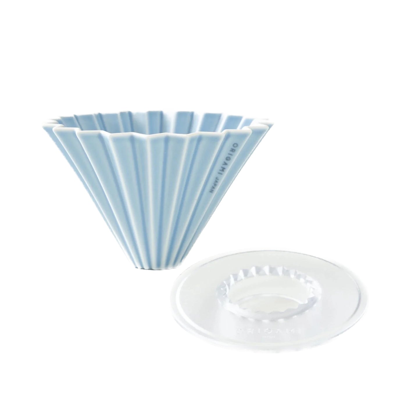 Origami Handfilter Dripper Set aus Porzellan in Hellblau mit passendem Halter für Filterkaffee