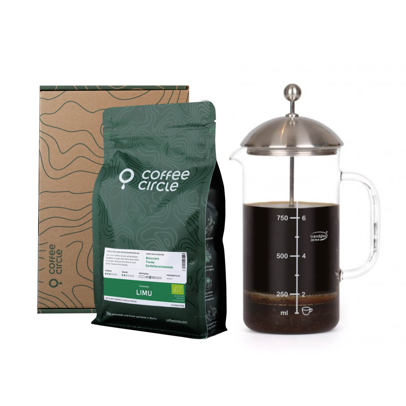 French Press & Kaffee im Geschenkset