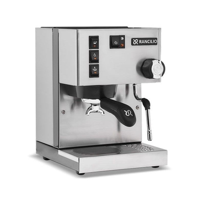Rancilio Silvia Espressomaschine aus Edelstahl mit professionellen Funktionen für hochwertigen Espresso.