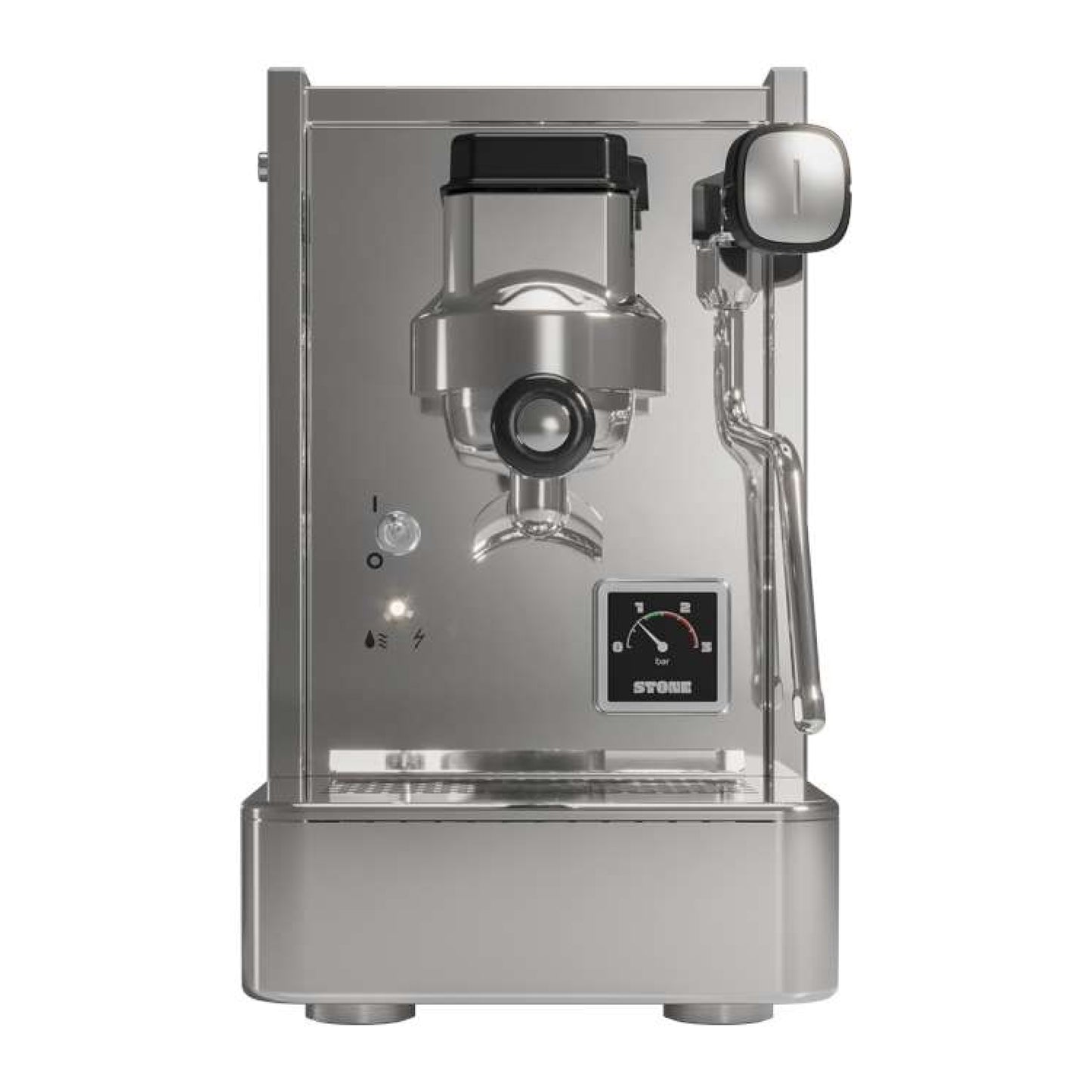 STONE Lite Espressomaschine mit kompakter Bauweise und hochwertigem Edelstahl-Design für exzellenten Kaffeegenuss.