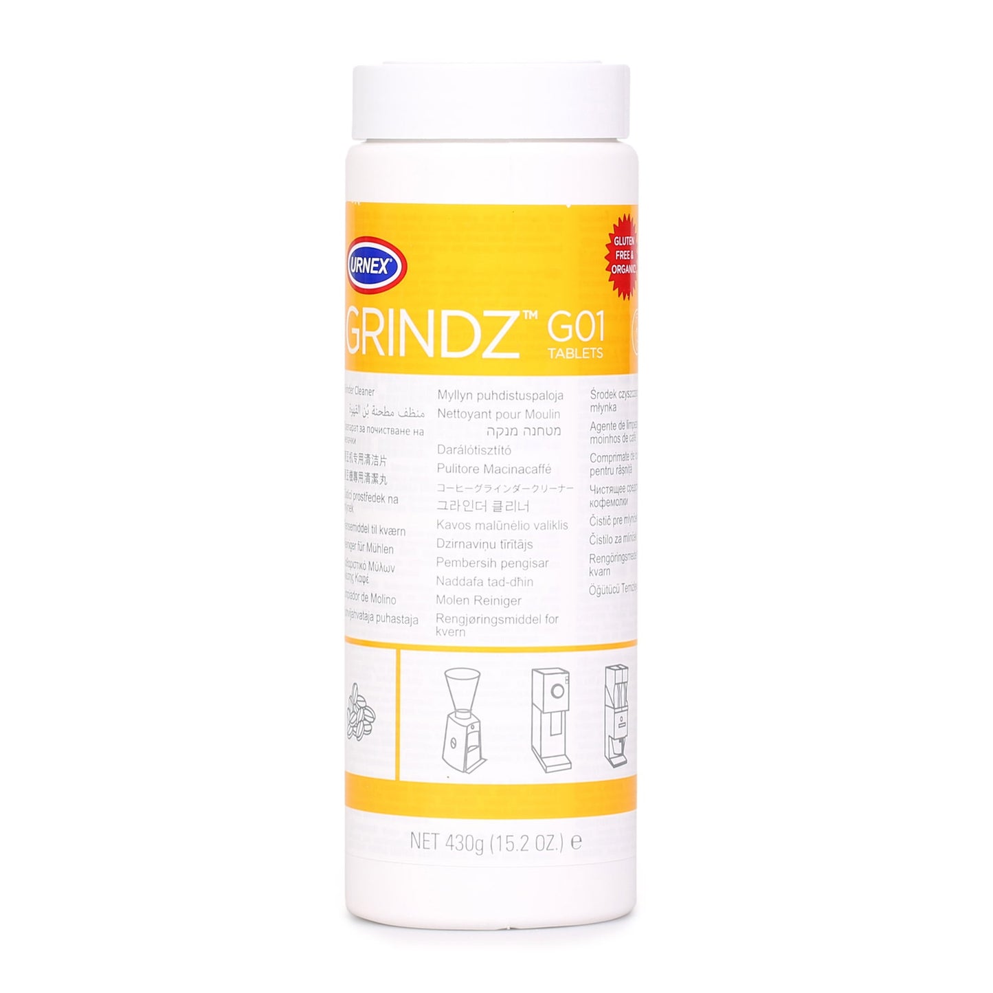 Grindz Kaffeemühlenreiniger Tablet Vorratsdose zur gründlichen Reinigung und Pflege aller Kaffeemühlen.
