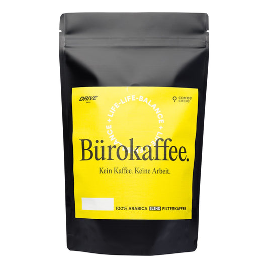 Bürokaffee Filterkaffee Blend von Coffee Circle und DRIVE beta im wiederverschließbaren schwarzen Beutel
