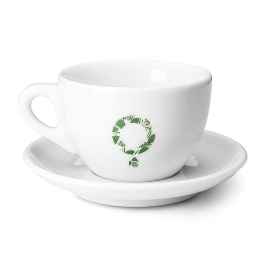 Coffee Circle Cappuccino Tasse 2021 mit Spülmaschinenfestem Logo und Untertasse vom Hersteller d´ANCÀP