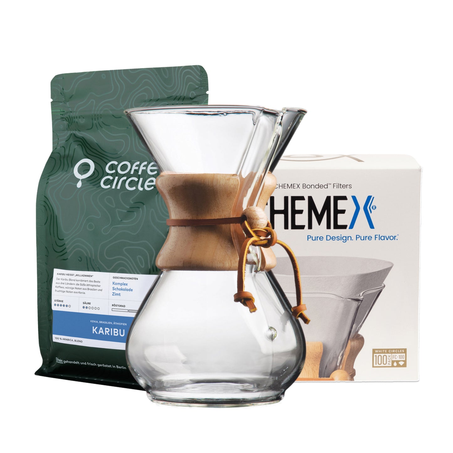 Chemex-Kaffeekaraffe & Kaffee im Set