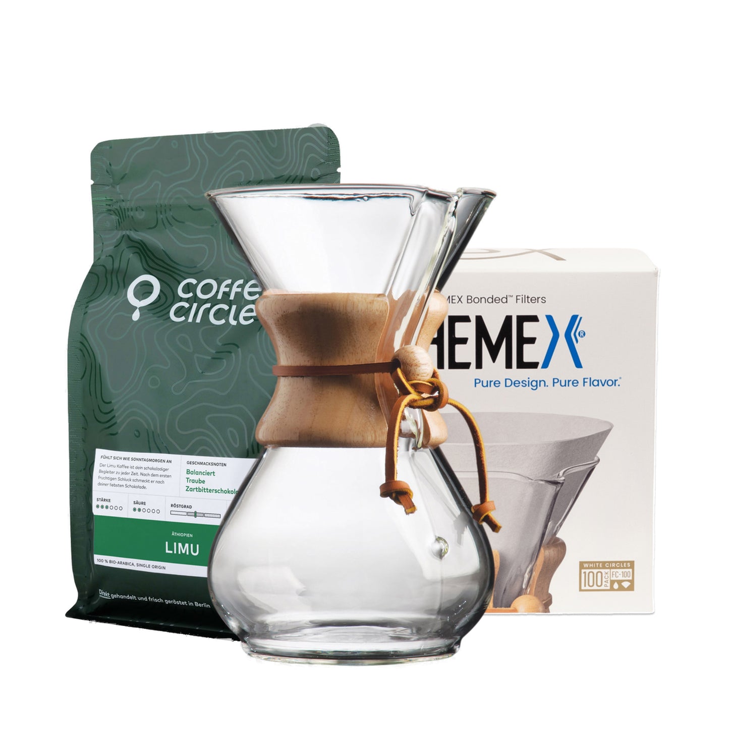 Chemex-Kaffeekaraffe & Kaffee im Set