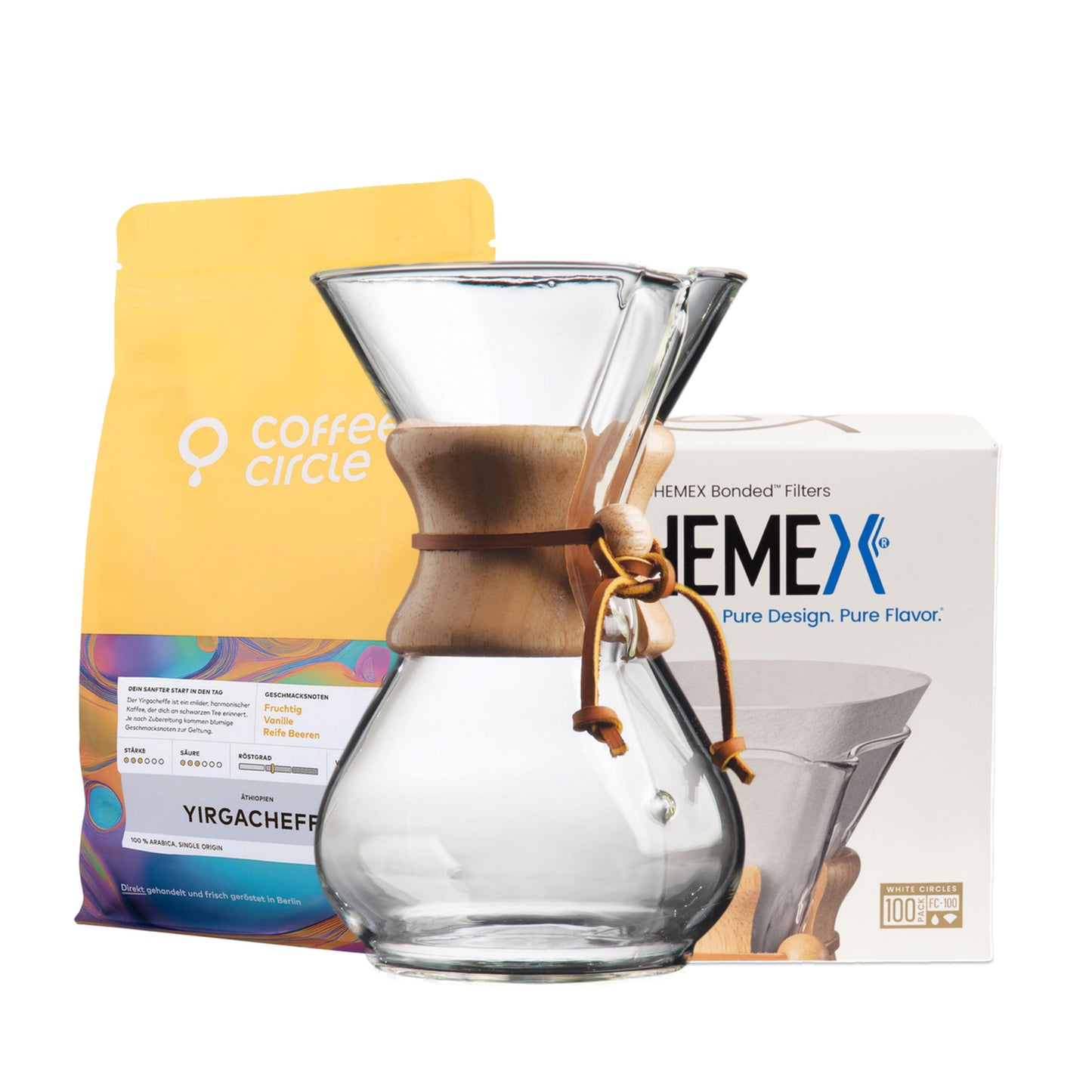 Chemex-Kaffeekaraffe & Kaffee im Set