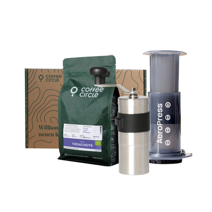 Aeropress & Porlex with coffee in a gift set