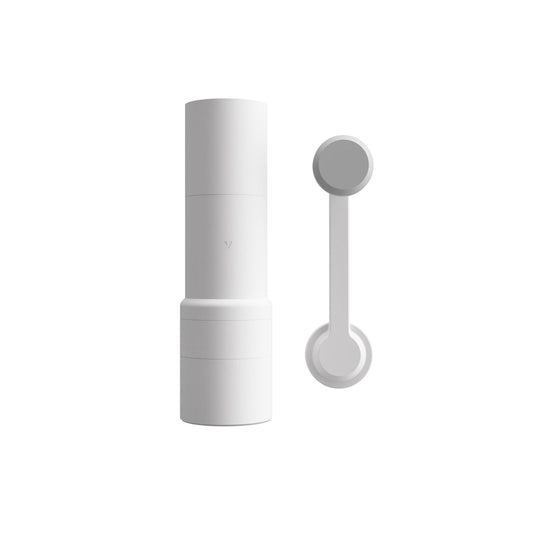 Varia EVO Hybrid Mühlen Set mit Handmühle und abnehmbarer Kurbel in modernem, kompaktem Design.