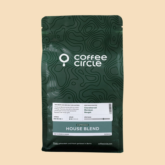 Espresso House Blend von Coffee Circle mit 100% Arabica Bohnen, ausgewogen und mittelkräftig gemahlen.