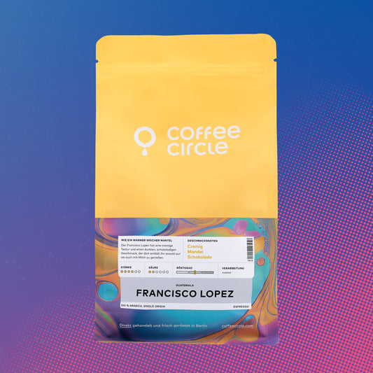 Espresso Francisco Lopez aus Guatemala mit cremiger Textur und dunklem schokoladigem Geschmack