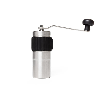 Porlex Professional Handkaffeemühle aus Edelstahl mit manuellem Kurbelgriff und rutschfestem Silikonring